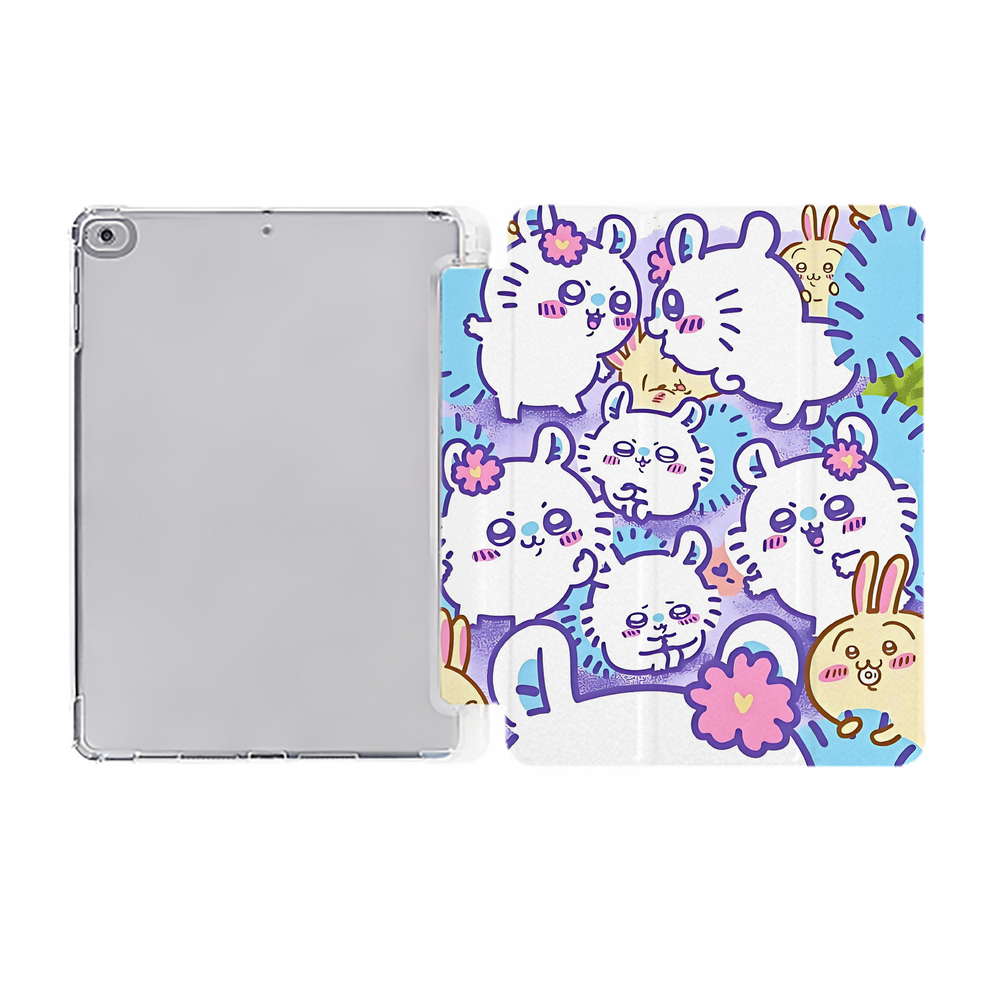（画像用） ちいかわ Chii-kawa IPad ケース ペン収納付き 三つ折りスタンド PUレザー×シリコン 対応機種9.5/10.5/10.9インチ